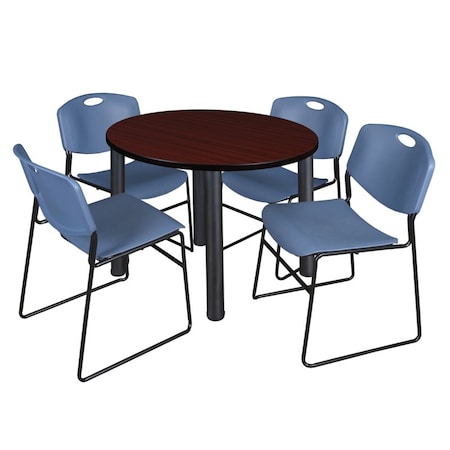 Regency Kee Round Table & Chair Set, Wood, Metal, Polypropylene Top TB42RNDMHBPBK44BE